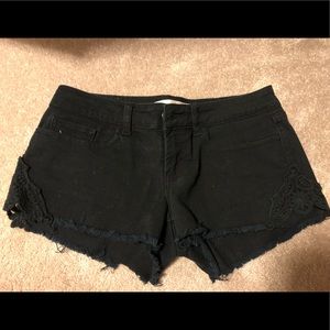 Black shorts with lace design